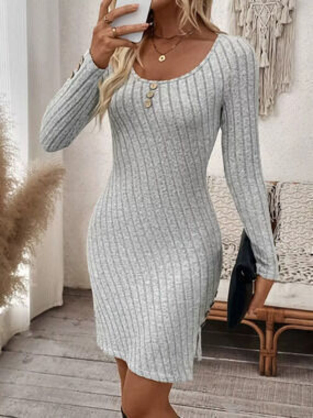 Spring Summer Basic Simple Elegant Mini Dress Versatile Work Slim - Picture 3 of 6